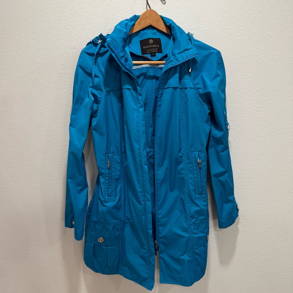 Blue Women’s RAINFOREST Small Packable Travel Rain Jacket